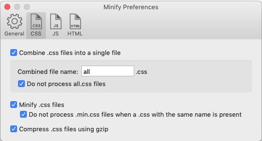 Minify 1.0 : CSS Preferences