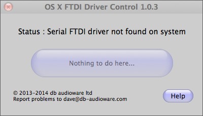 FTDI Driver Control 1.0 : Main window