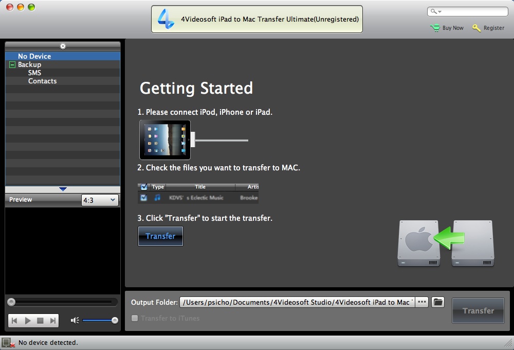 4Videosoft iPad to Mac Transfer Ultimate 7.0 : Main Window