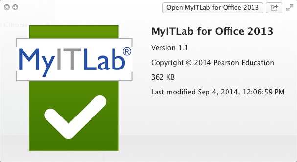 MyITLab for Office 2013 1.1 : About Window