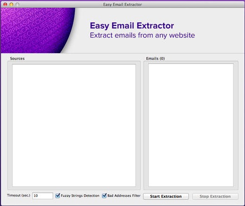 Easy Email Extractor 1.2 : Main window