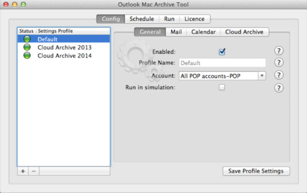 Outlook Mac Archive Tool 1.0 : Main Window