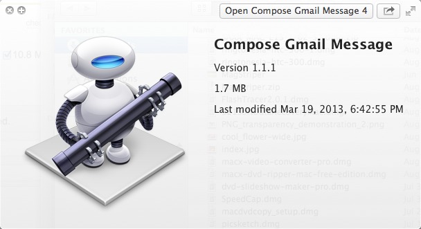 Compose Gmail Message 1.1 : About Window