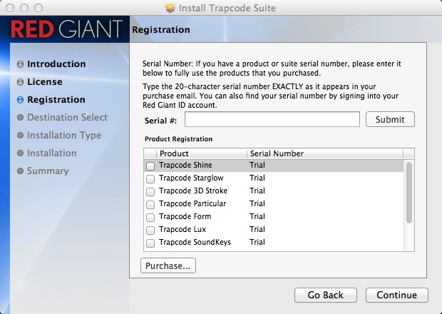 trapcode form serial number