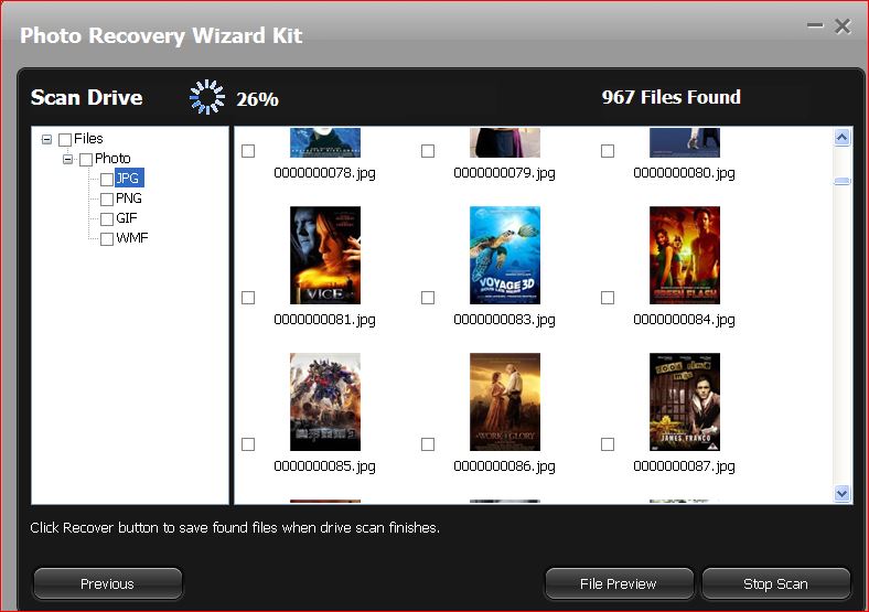 Photo Recovery Wizard Kit for Mac 2.1 : Main window