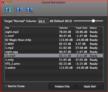 Sound Normalizer 1.0 : Main window