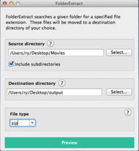 FolderExtract 1.0 : Main Window