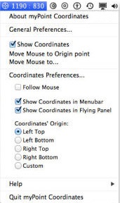myPoint Coordinates 1.5 : Menu Bar Window.