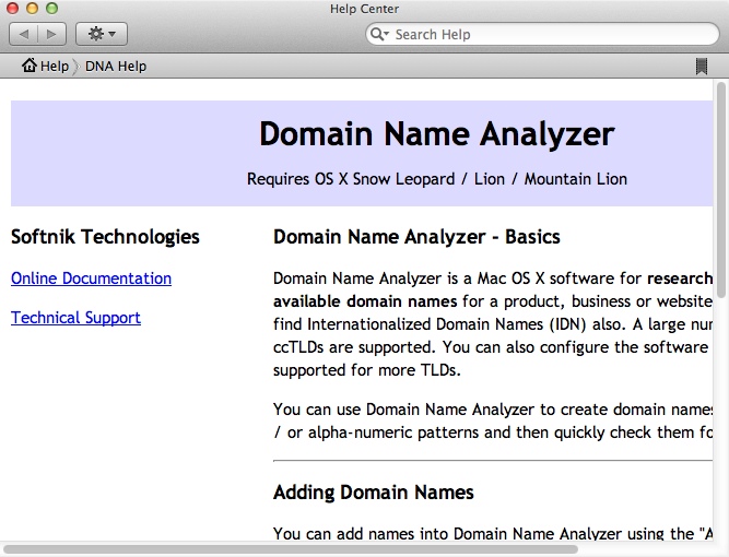 Domain Name Analyzer 2.2 : Help Guide