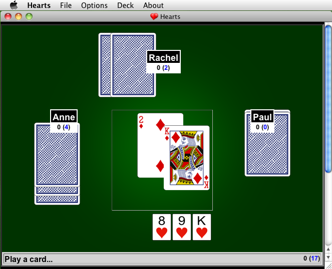 Hearts Card Game 1.1 : Main Window
