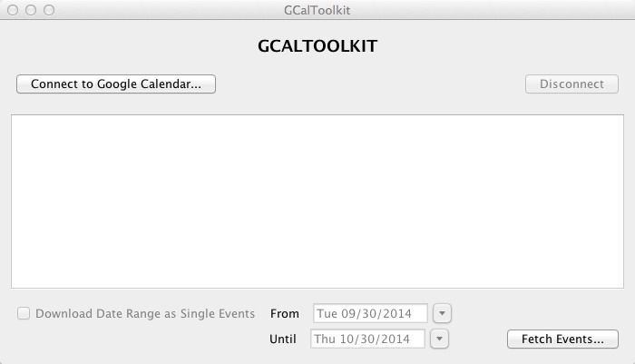 GCalToolkit 1.0 : Main window