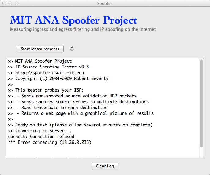 Spoofer 0.8 : Main window