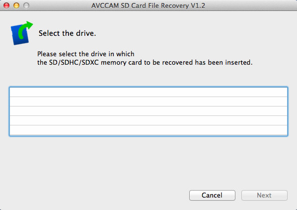 AVCCAM SD Card File Recovery 1.2 : Main Window