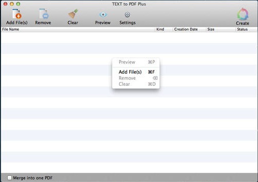 TEXT to PDF Plus 2.5 : Main window