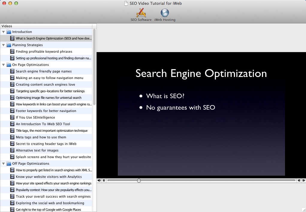 SEO Video Tutorial for iWeb 1.0 : Watching Introduction Tutorial
