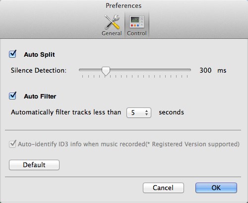 iSkysoft Audio Recorder : Control Preferences