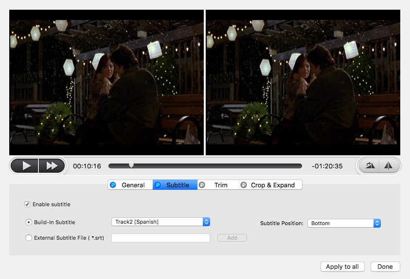 MacX Free DVD to AVI Converter for Mac 4.1 : Subtitle Options