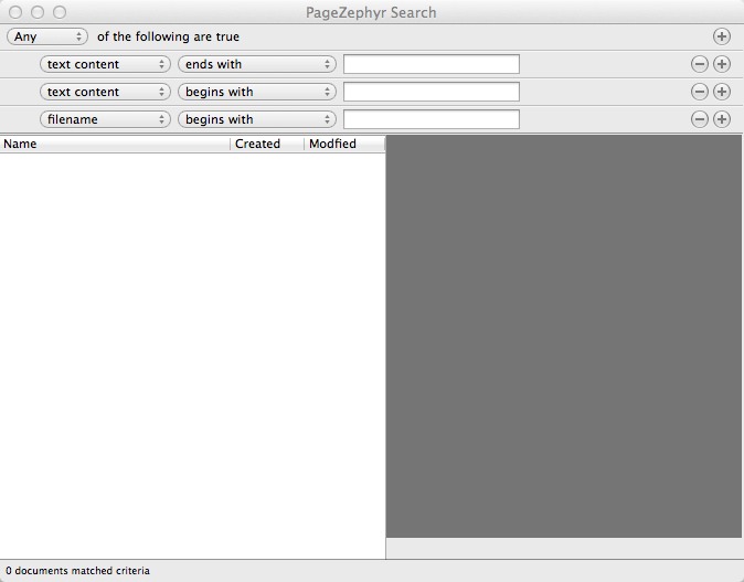PageZephyr Search 1.0 : Main Window