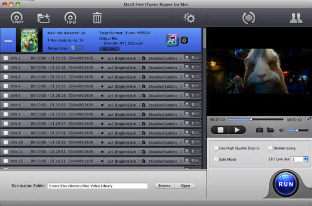 MacX Free iTunes Ripper for Mac 4.1 : Main Window