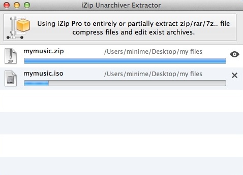 iZip Unarchiver 2.8 : Extracting Archive