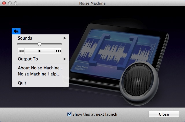 Noise Machine 1.1 : Welcome Window