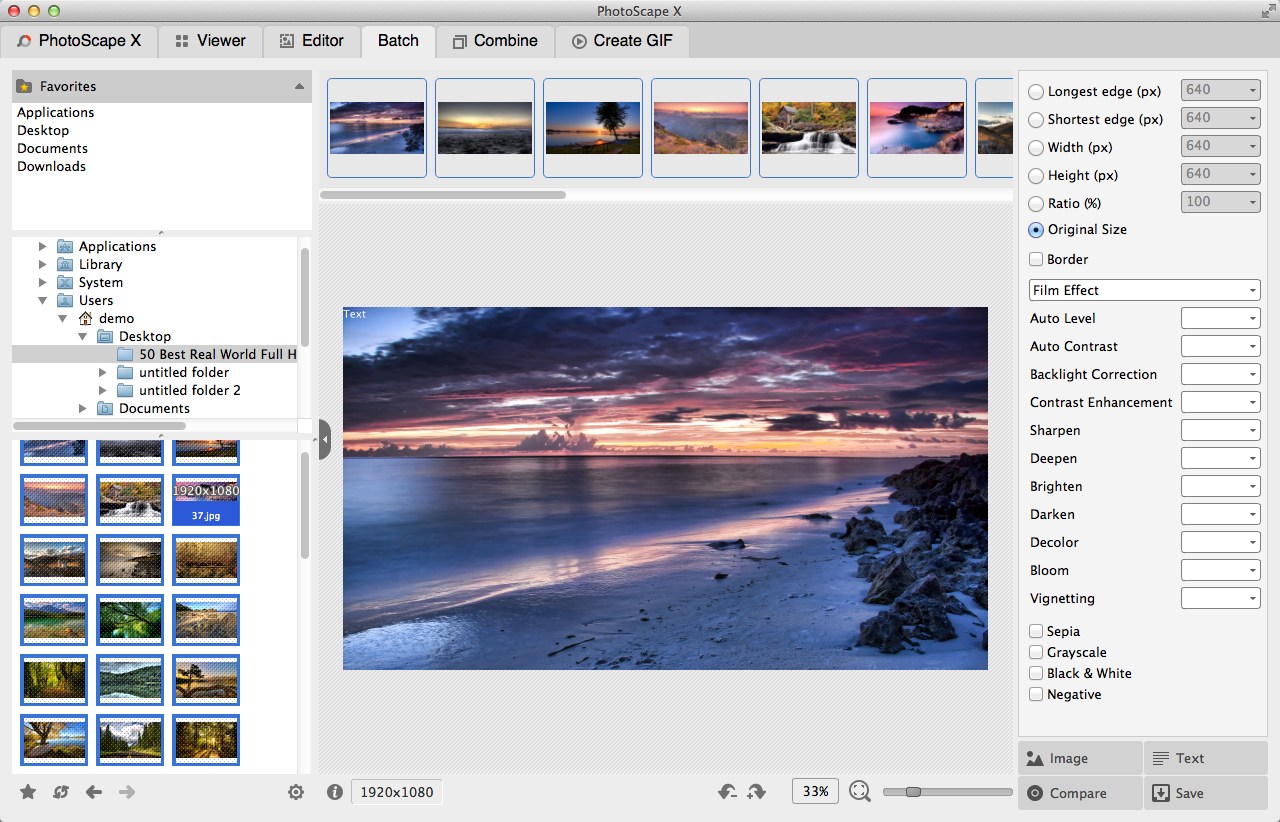 PhotoScape X 1.6 : Batch Window