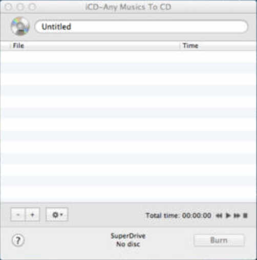iCD-Any Musics To CD 2.1 : Main Window