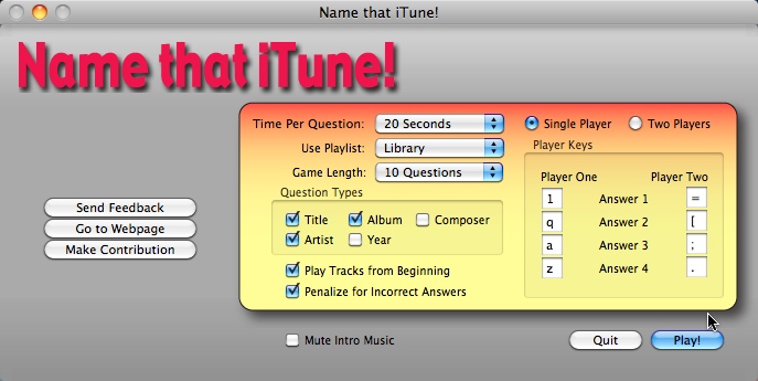 Name that iTune! 2.2 : Configuring Game