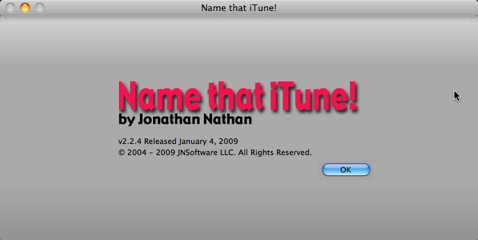 Name that iTune! 2.2 : About Window