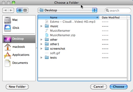 MusicRenamer 1.0 : Selecting Folder