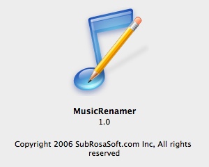 MusicRenamer 1.0 : About Window