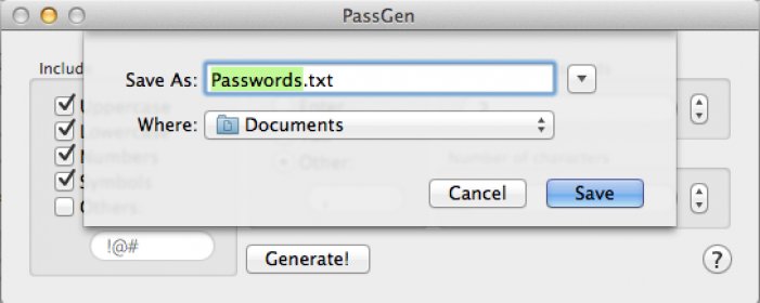 Saving Generated Passwords