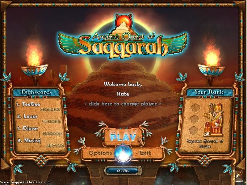 Ancient Quest of Saqqarah 1.0 : Main menu
