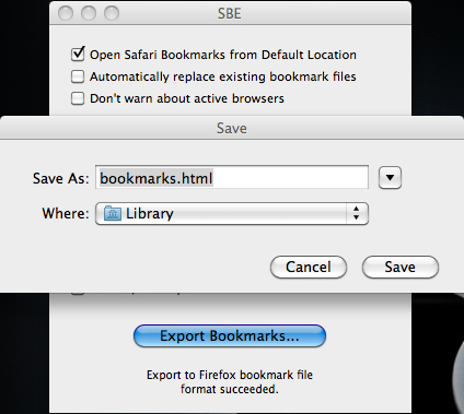 Safari Bookmark Exporter 1.1 : Automatic Bookmark Location