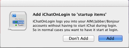 iChatOnLogin 1.1 : Add to Startup