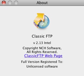 ClassicFTP 2.1 : About window