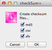 checkSum+ 1.5 : Checksums Creation Window