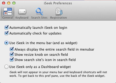 iSeek 1.1 : Preference Window