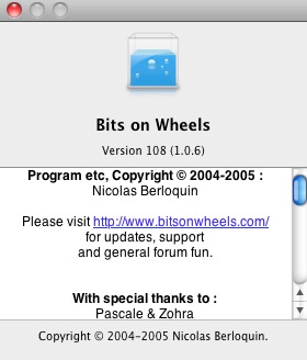 Bits on Wheels 1.0 : About window