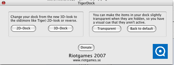 TigerDock 1.0 : Main window