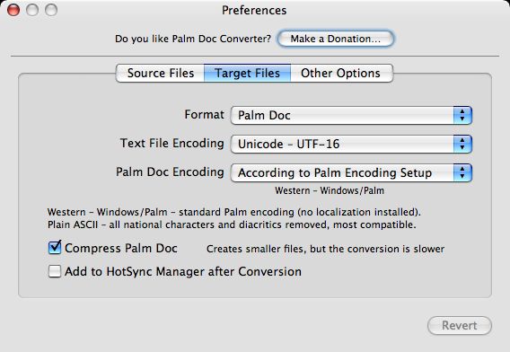 Palm Doc Converter 1.9 : Preferences