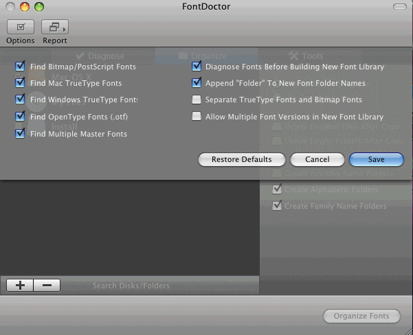 FontDoctor 8.0 : Options Menu