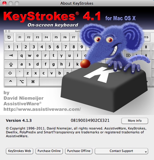 KeyStrokes 4.1 : About Window