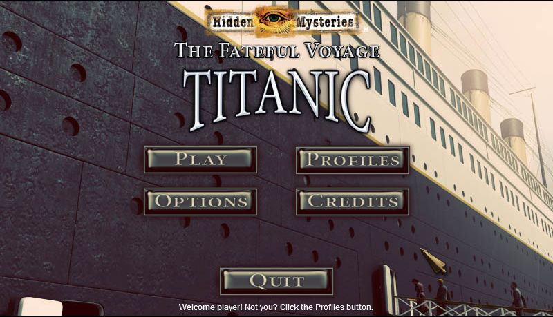 Hidden Mysteries: The Fateful Voyage - Titanic 1.0 : Start screen