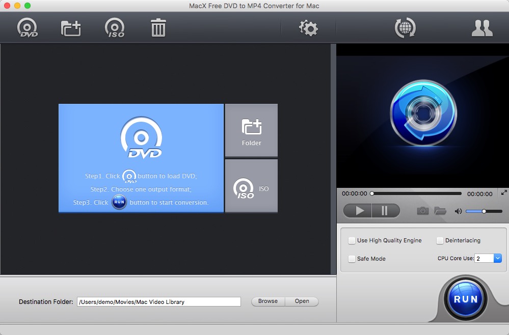 MacX Free DVD to MP4 Converter for Mac 4.1 : Main Window