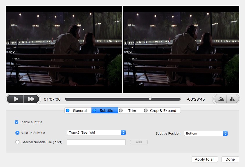 MacX Free DVD Rip Copy for Mac 4.1 : Subtitles Options
