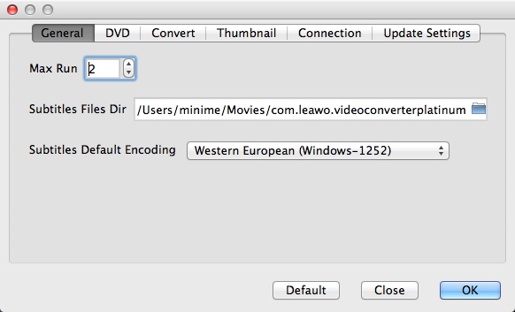 Leawo Video Converter Pro for Mac 3.3 : Program Preferences
