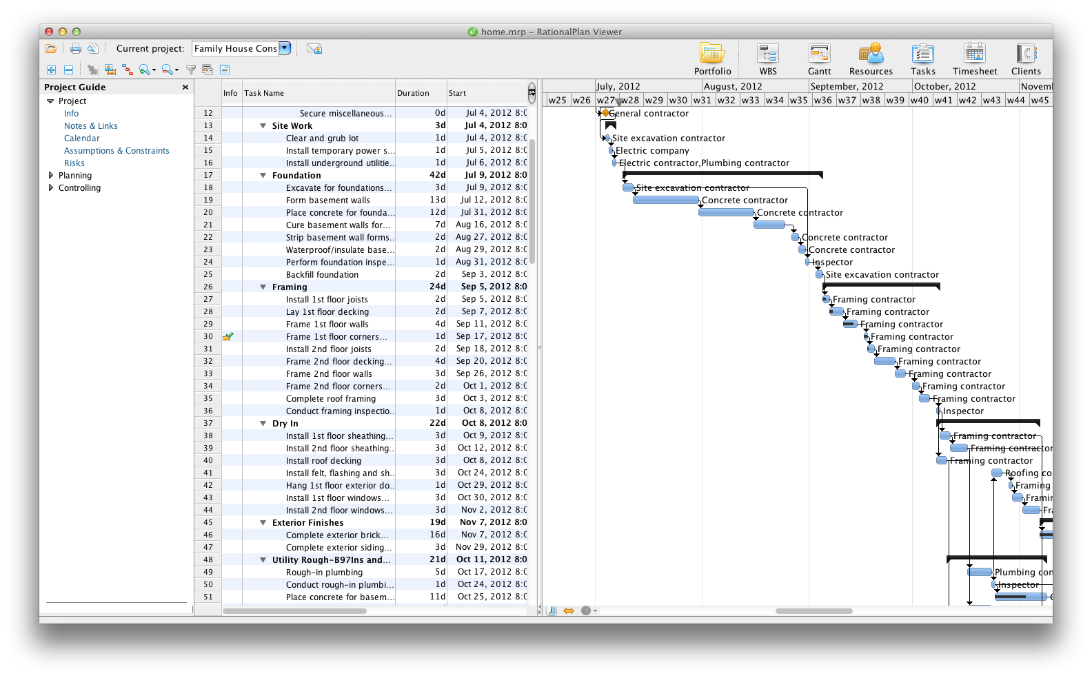 RationalPlan Project Viewer for Mac 4.7 : Main Window