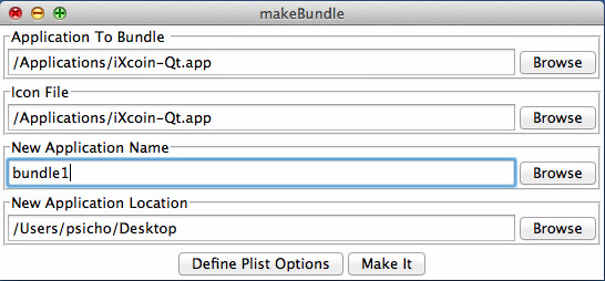 makeBundle 1.0 : Main Window