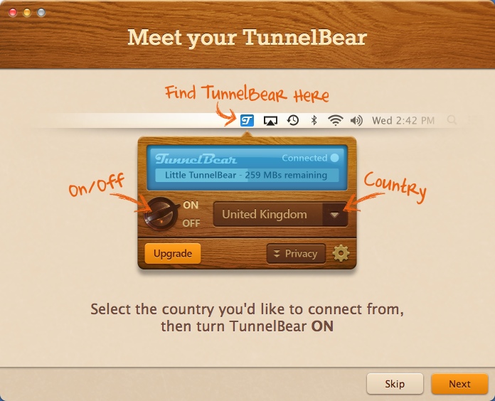 TunnelBear 2.4 : Welcome Window